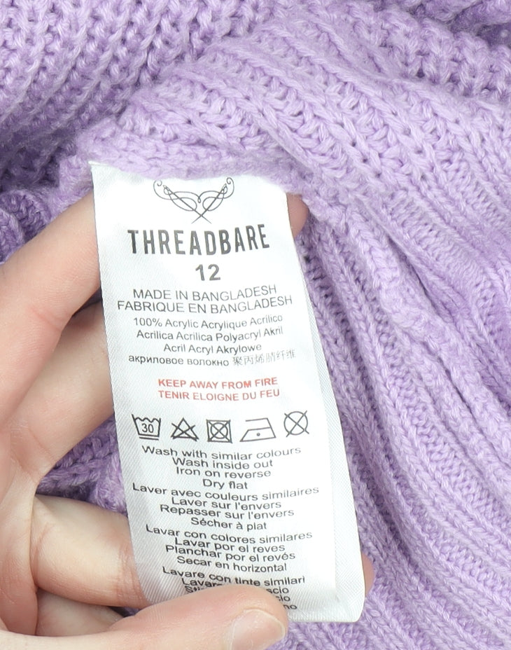 Womens UK Size 12 Threadbare Purple Pullover Jumper