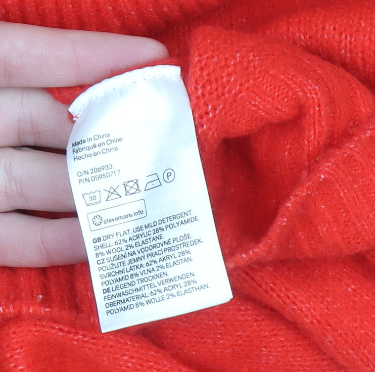Womens UK Size S H&M Red Pullover Jumper