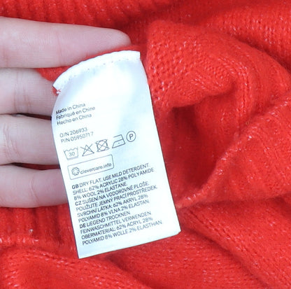 Womens UK Size S H&M Red Pullover Jumper