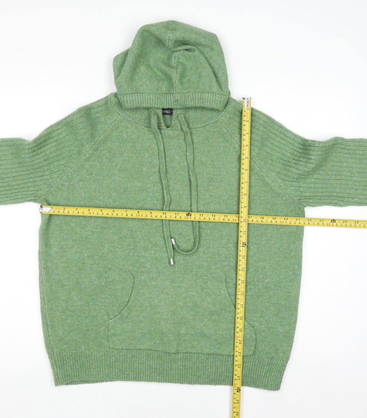 Mens UK Size M Marks and Spencer Green Pullover Hoodie