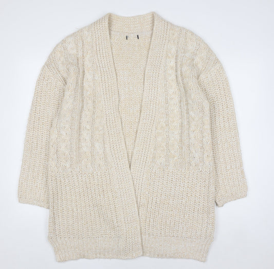 Womens UK Size 16 M&Co Beige Cardigan Jumper