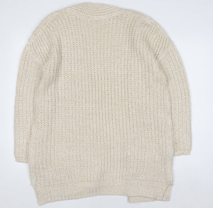Womens UK Size 16 M&Co Beige Cardigan Jumper