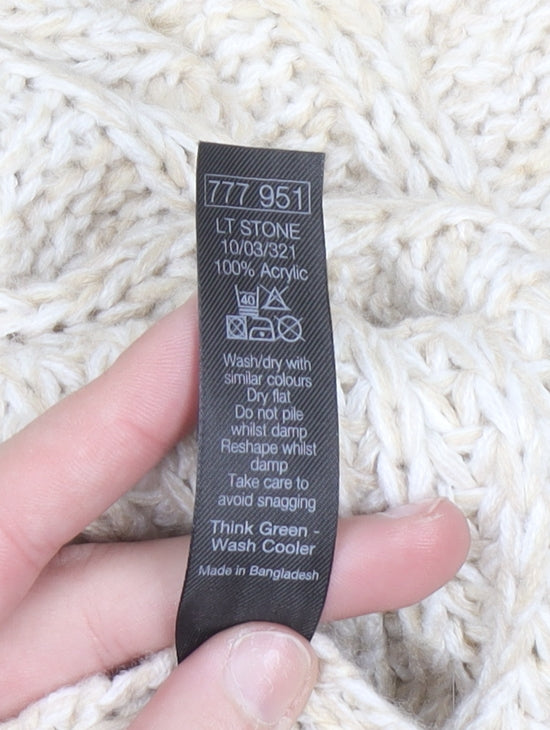 Womens UK Size 16 M&Co Beige Cardigan Jumper