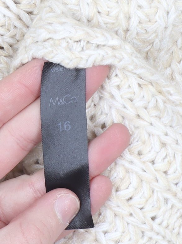 Womens UK Size 16 M&Co Beige Cardigan Jumper