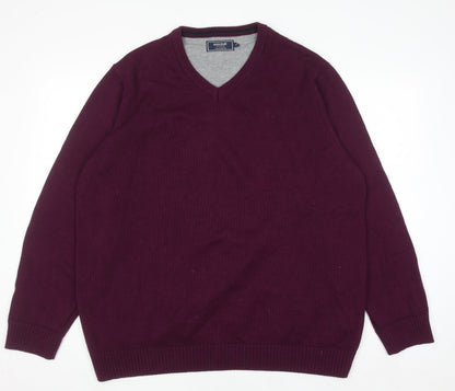 Maine New England Men's Purple V-Neck Cotton Jumper XL