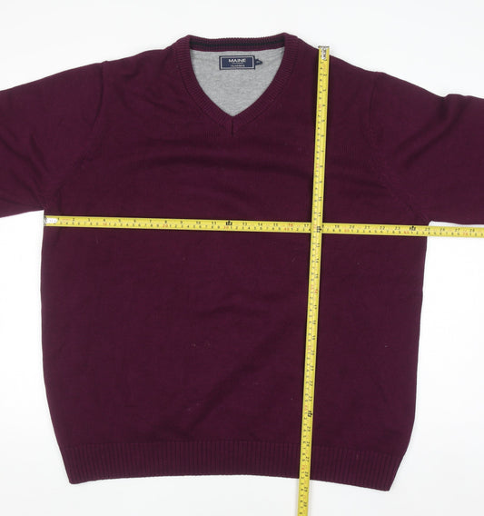 Maine New England Men's Purple V-Neck Cotton Jumper XL