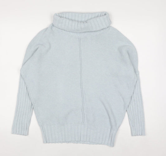 Marble Women Blue Roll Neck Relaxed Fit Cotton Jumper Size 10