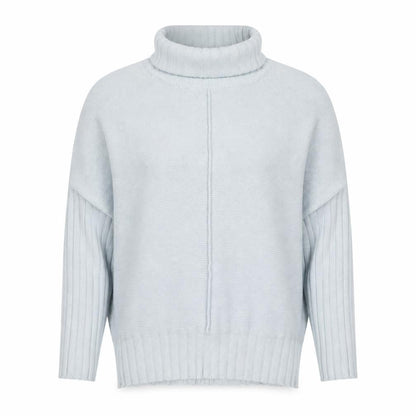 Marble Women Blue Roll Neck Relaxed Fit Cotton Jumper Size 10
