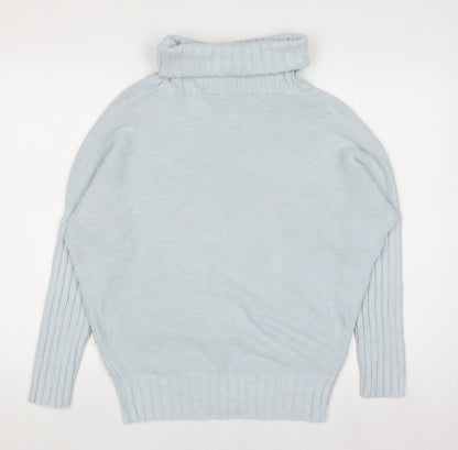 Marble Women Blue Roll Neck Relaxed Fit Cotton Jumper Size 10