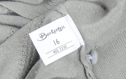 Berkertex Women's Green Collared Knit Jumper Size 16