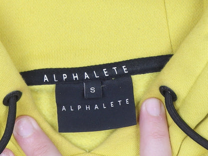 Womens UK Size S ALPHALETE Yellow Pullover Hoodie