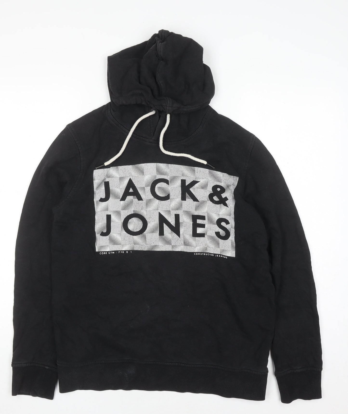 Mens UK Size M JACK & JONES Black Pullover Hoodie