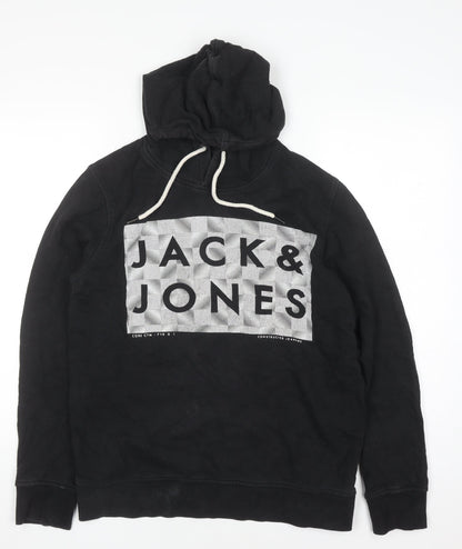 Mens UK Size M JACK & JONES Black Pullover Hoodie