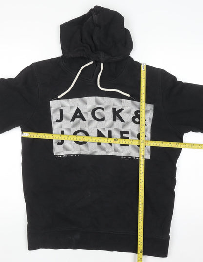 Mens UK Size M JACK & JONES Black Pullover Hoodie