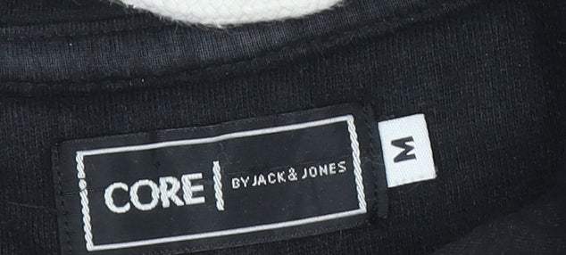 Mens UK Size M JACK & JONES Black Pullover Hoodie