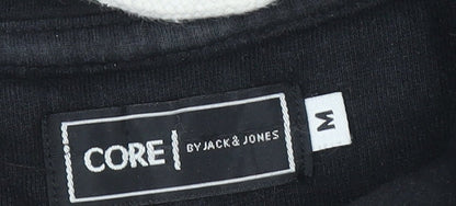 Mens UK Size M JACK & JONES Black Pullover Hoodie