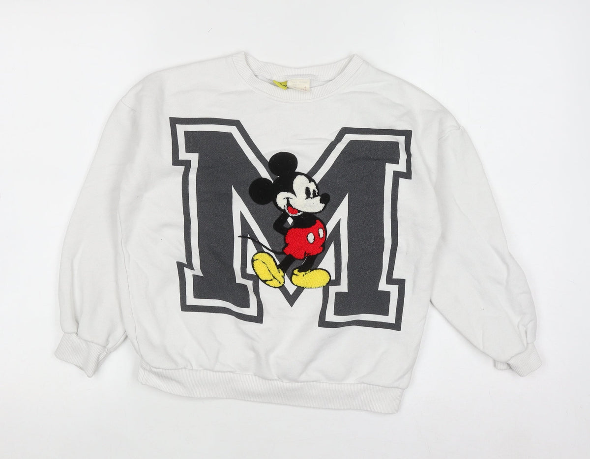 Disney Boys White Mickey Mouse Pullover Sweatshirt 9 Years 90th Anniversary