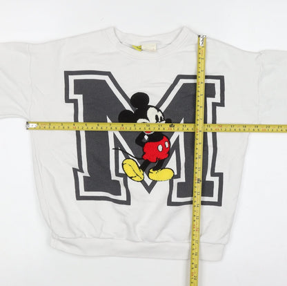 Disney Boys White Mickey Mouse Pullover Sweatshirt 9 Years 90th Anniversary