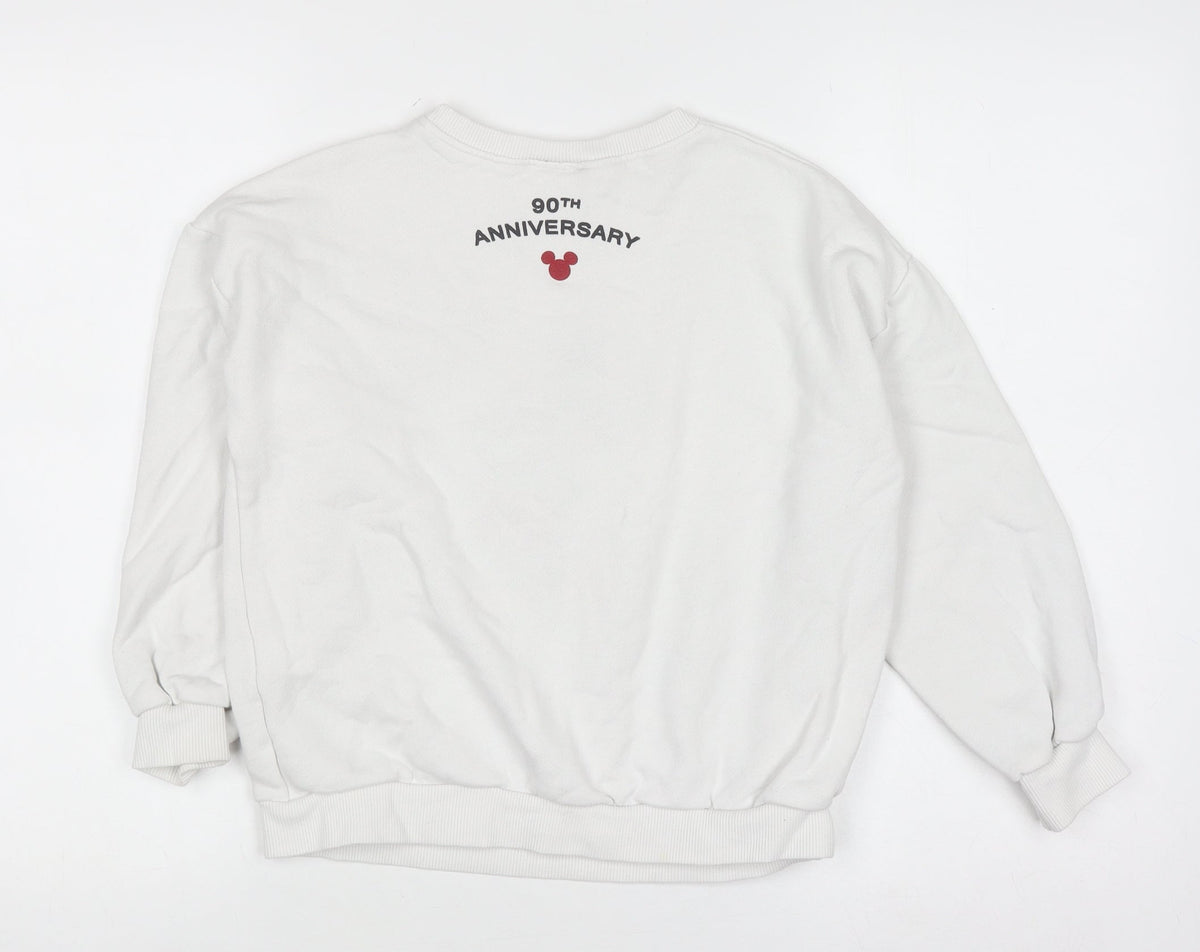 Disney Boys White Mickey Mouse Pullover Sweatshirt 9 Years 90th Anniversary