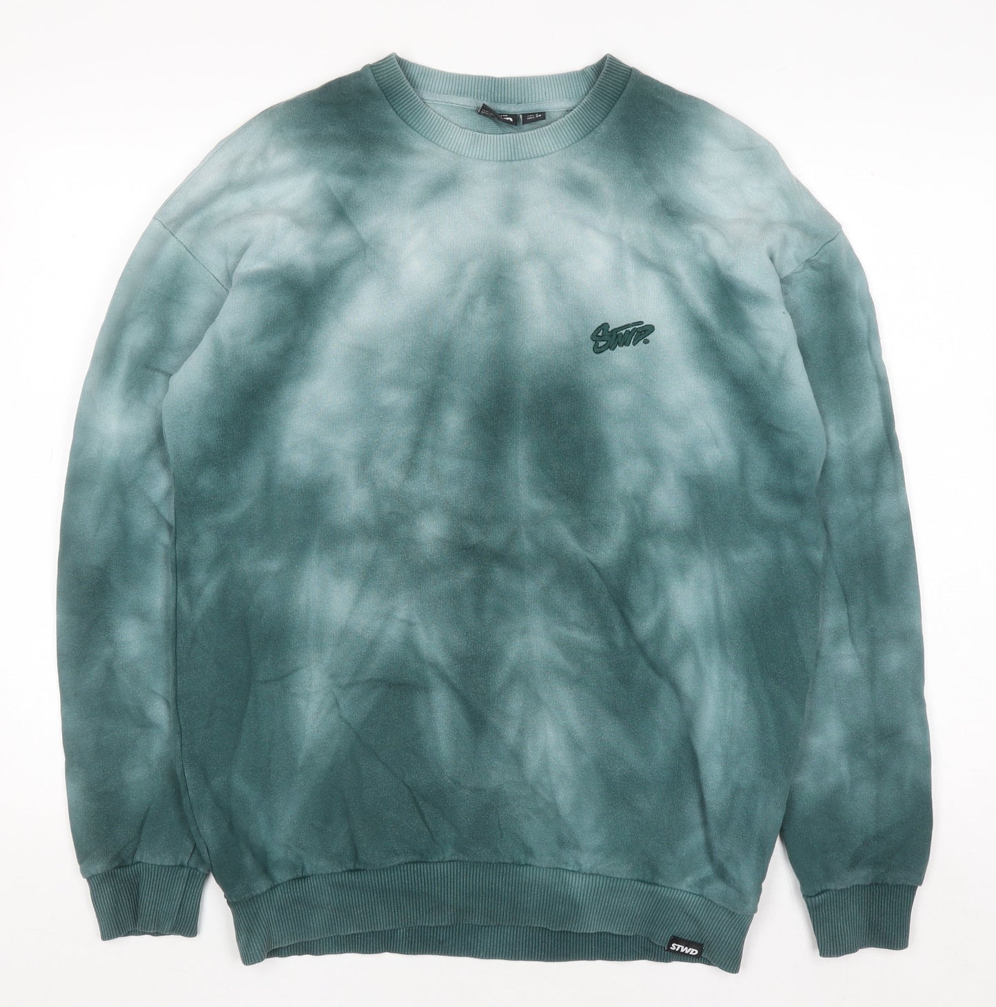 Mens UK Size S Pull & Bear Green Pullover Sweatshirt