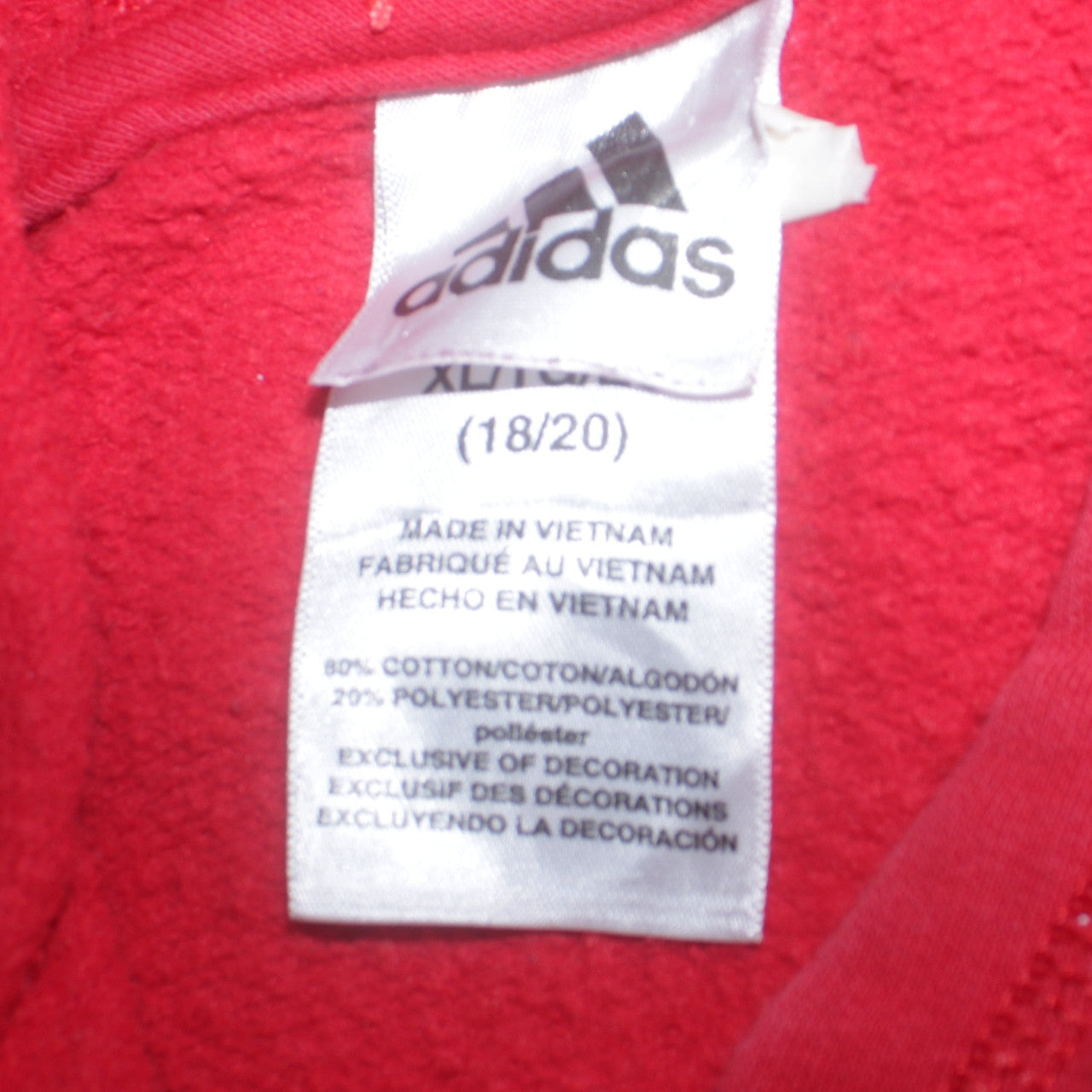 Womens UK Size 18/20 adidas Red Pullover Hoodie