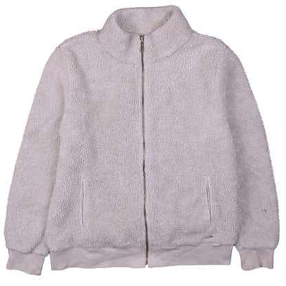 Calvin Klein Women's White Fleece Zip Jacket Size S