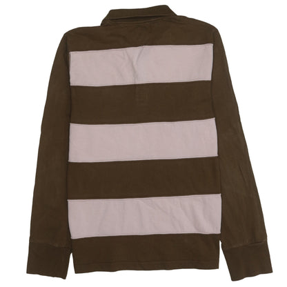 Tommy Hilfiger Men's Brown Striped Long Sleeve Polo Shirt L