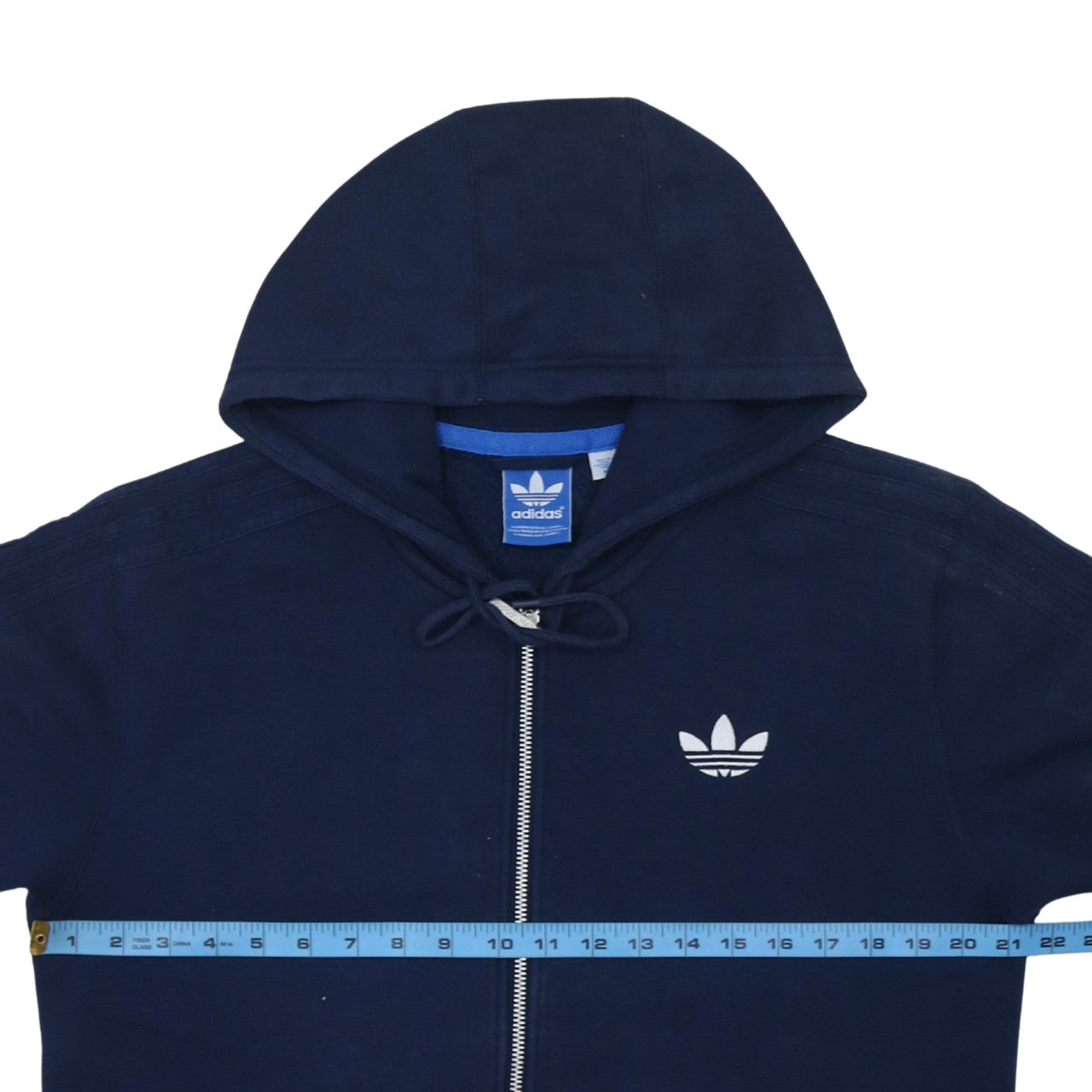 Mens UK Size M adidas Blue Full Zip Hoodie