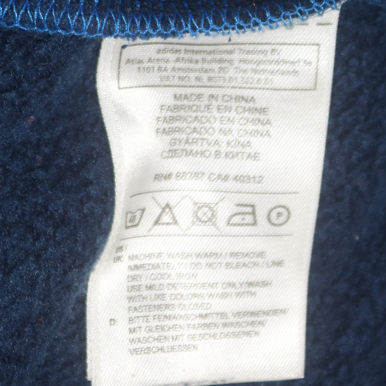 Mens UK Size M adidas Blue Full Zip Hoodie