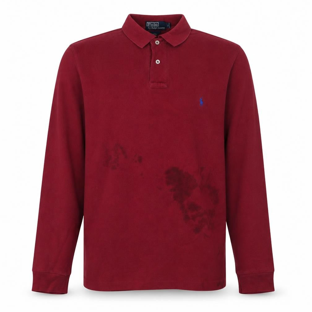 Ralph Lauren Men's Red Long Sleeve Custom Fit Polo Shirt Size L