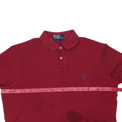 Ralph Lauren Men's Red Long Sleeve Custom Fit Polo Shirt Size L