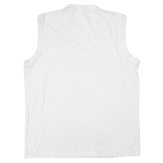 Adidas Men's White Sleeveless Graphic T-Shirt L Cotton Elastane