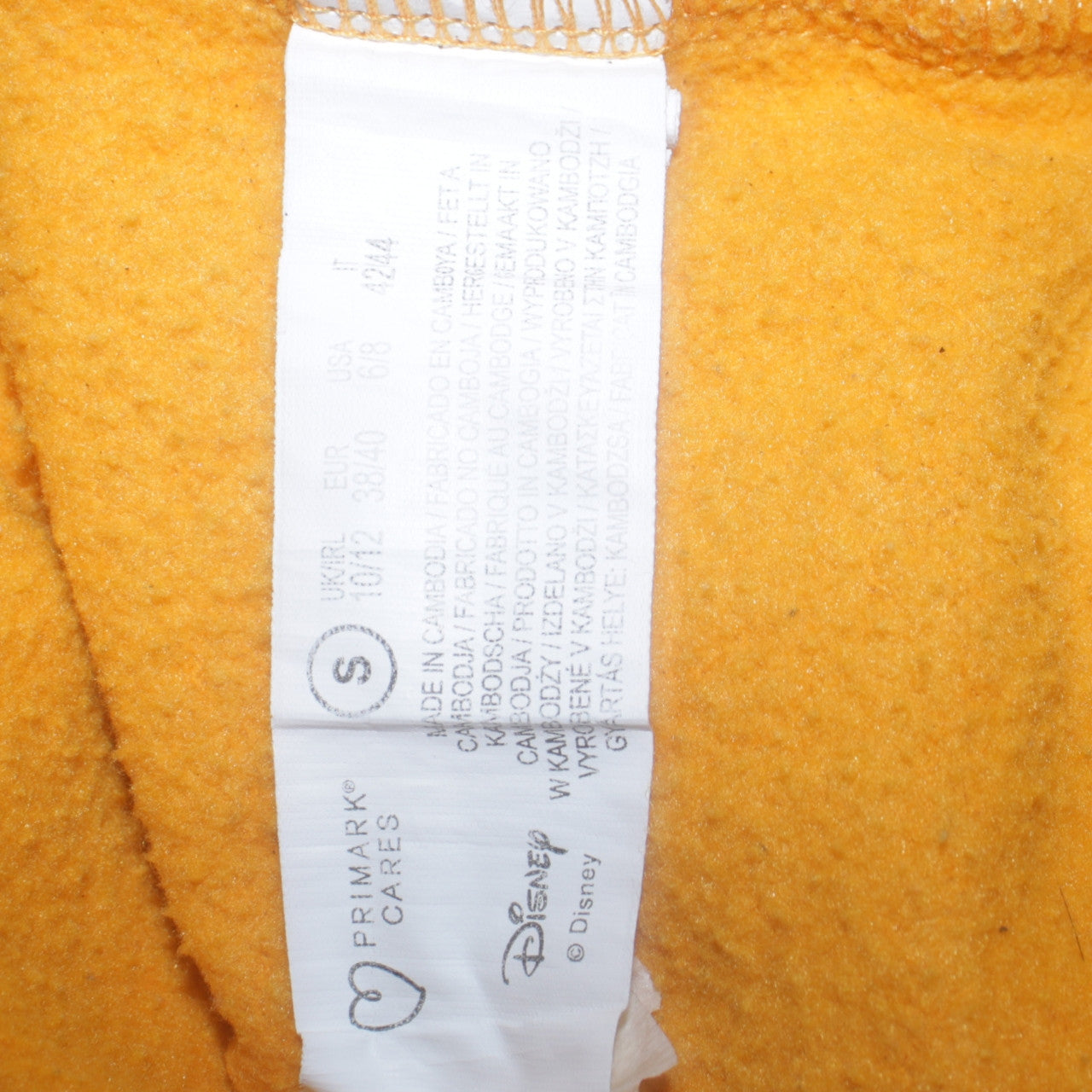 Womens UK Size S Disney Yellow Pullover Sweatshirt