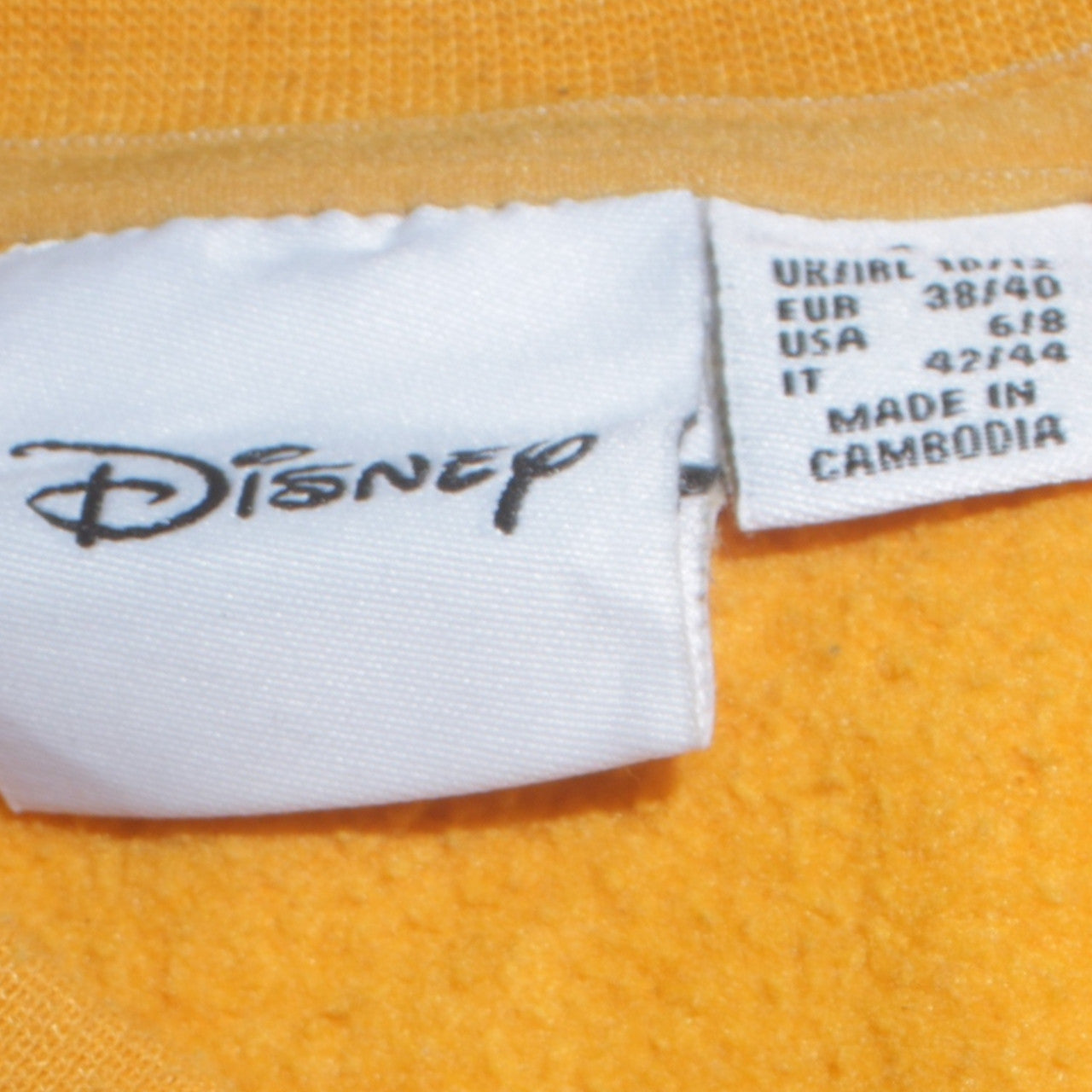 Womens UK Size S Disney Yellow Pullover Sweatshirt