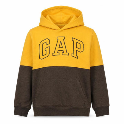Gap Kids Boys Yellow and Brown Pullover Hoodie L Cotton Blend