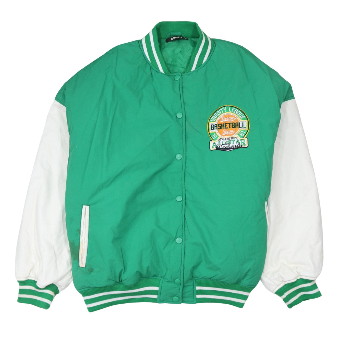 Womens UK Size 10 Missguided Green Varsity Jacket
