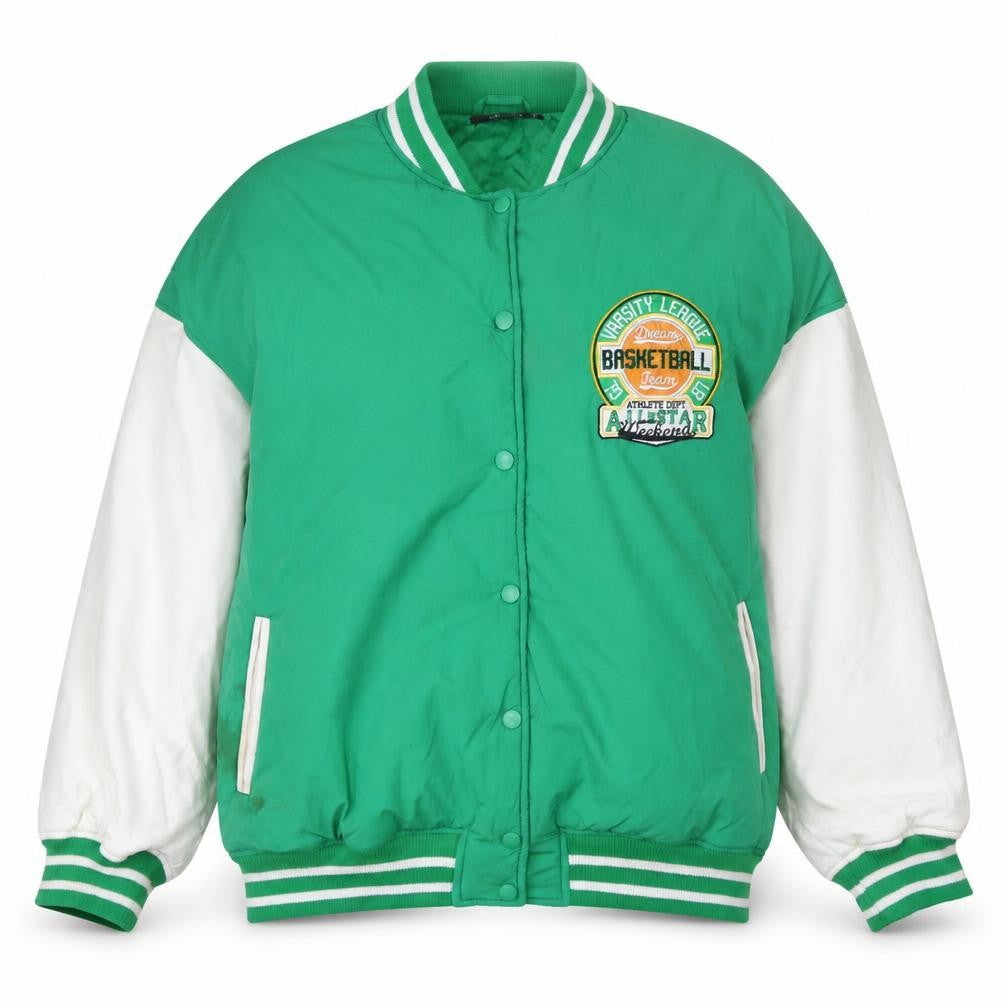 Womens UK Size 10 Missguided Green Varsity Jacket