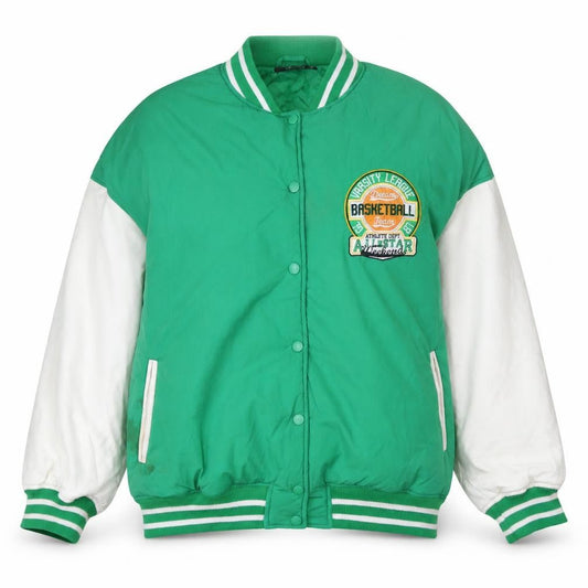 Womens UK Size 10 Missguided Green Varsity Jacket