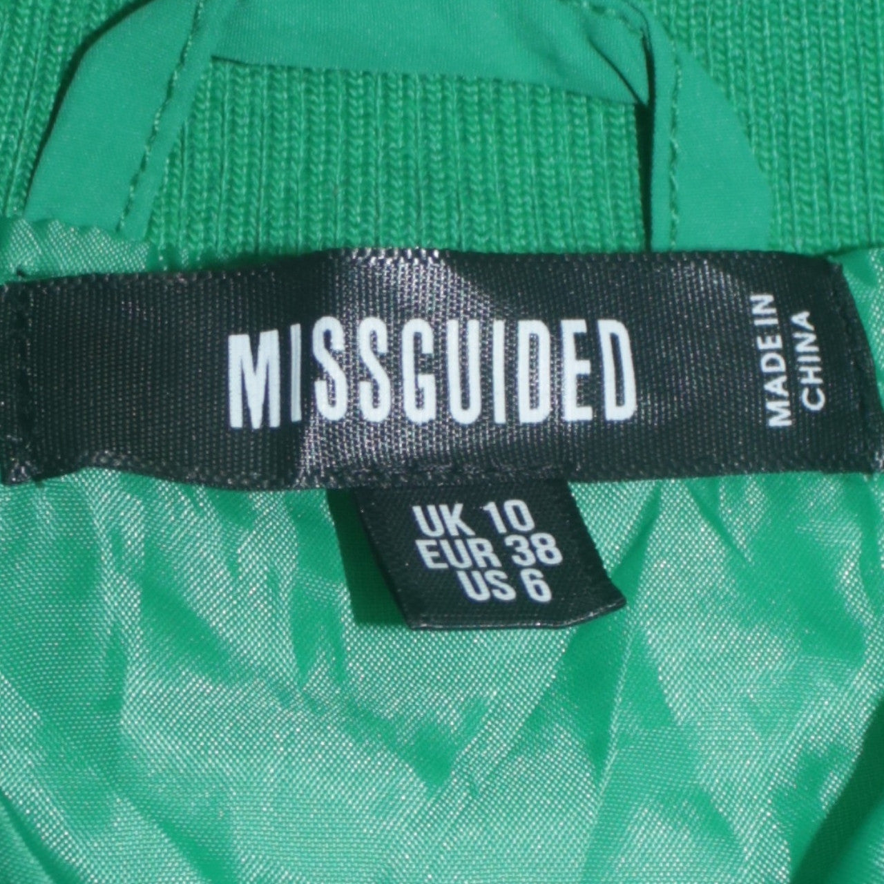 Womens UK Size 10 Missguided Green Varsity Jacket