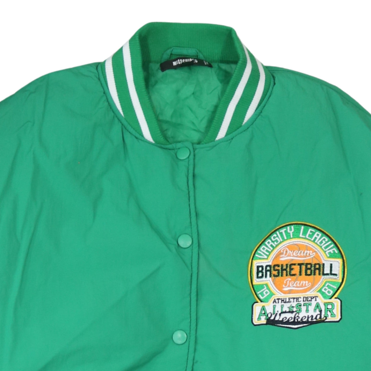 Womens UK Size 10 Missguided Green Varsity Jacket