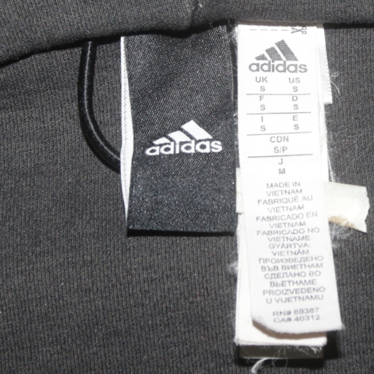 Mens UK Size S adidas Black Full Zip Hoodie