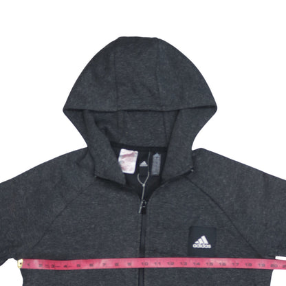 Adidas Boys Dark Grey Full Zip Hoodie Size 11-12 Years Hooded Sportswear