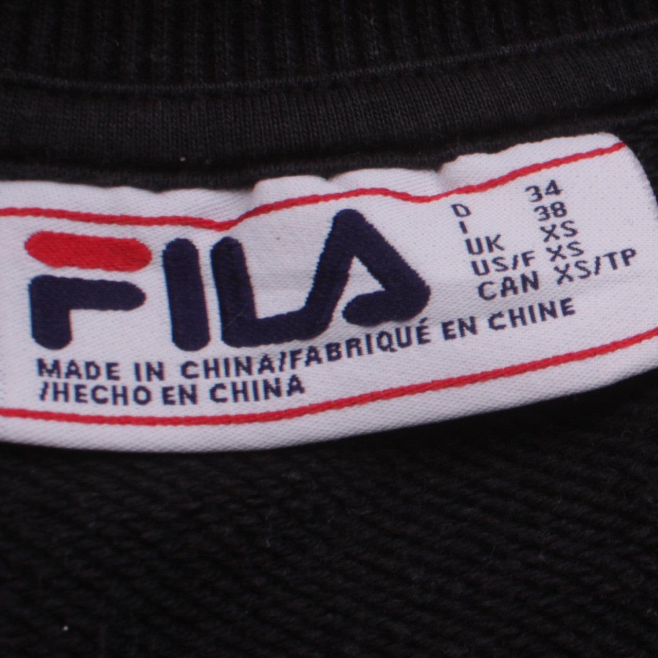 Mens UK Size XS FILA Black Pullover Sweatshirt