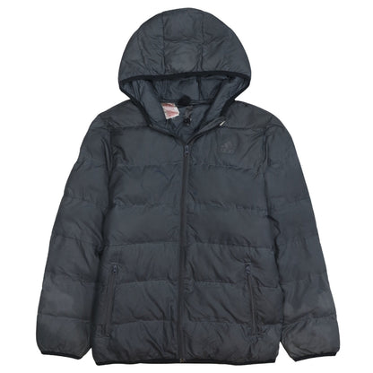 Adidas Boys Black Hooded Puffer Jacket Size 14 Years Winter Coat