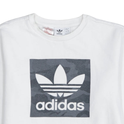 Adidas Boys White Crew Neck Graphic Sweatshirt Size 13-14 Years L