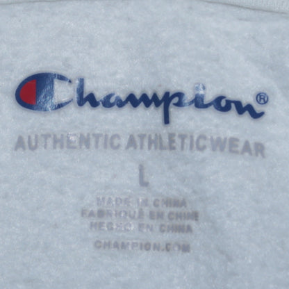 Champion Boys Beige & Green Pullover Hoodie L Logo Print Cotton Blend