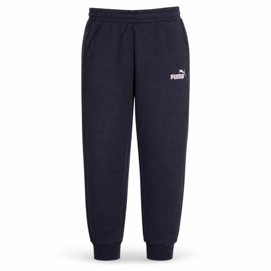 Front view of Puma Men's Blue Jogger Trousers, size M, Fleece Elastic Waist Activewear