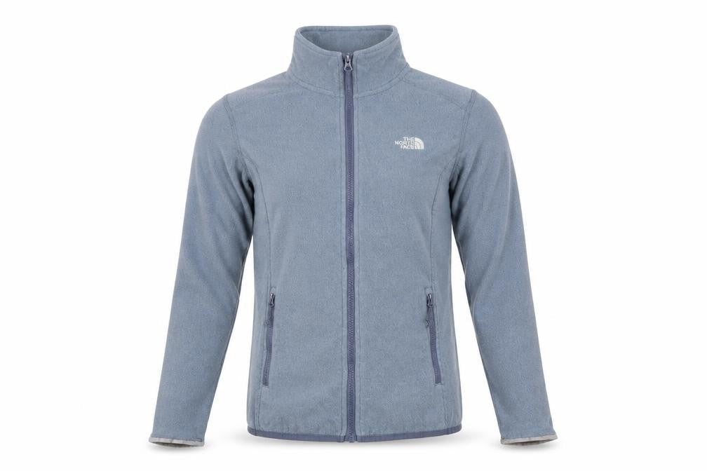Front view of The North Face Blue Polartec Fleece Jacket unisex s full zip outdoor