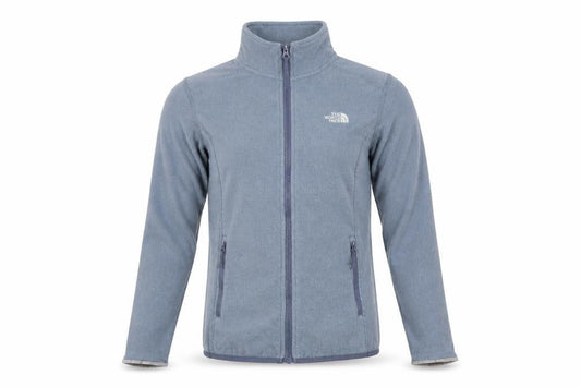 Front view of The North Face Blue Polartec Fleece Jacket unisex s full zip outdoor
