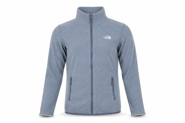 Front view of The North Face Blue Polartec Fleece Jacket unisex s full zip outdoor
